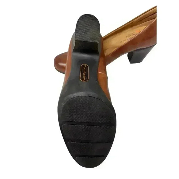 Comfortiva Noxi Women's Brown Leather Upper Slip on Style PillowTop FootBed Pump - Picture 7 of 9